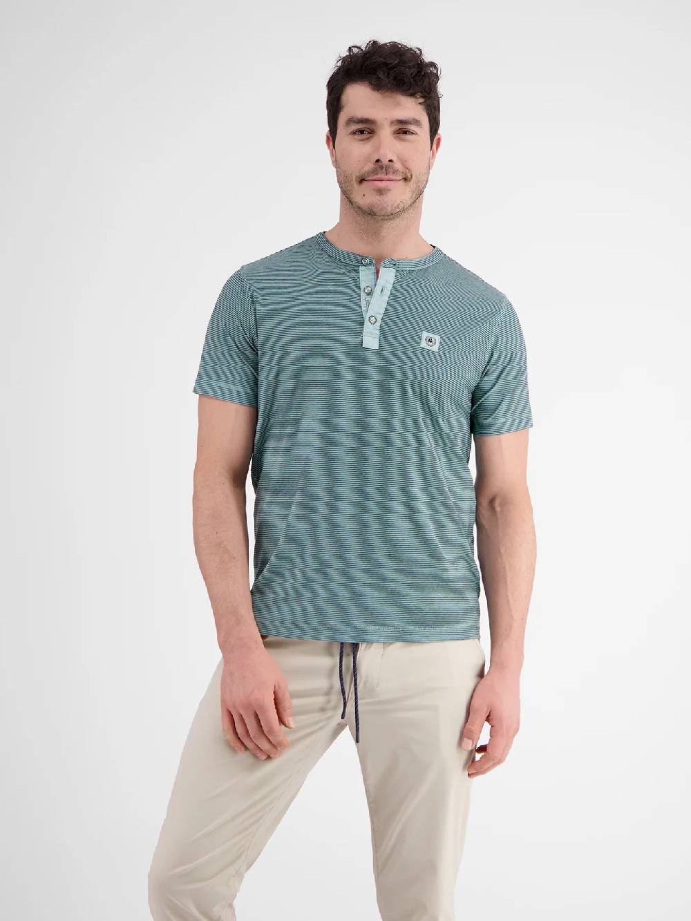 Lerros 2423910 GESTREEPT SERAFINO OVERHEMD (622 COASTAL SEA BLUE)