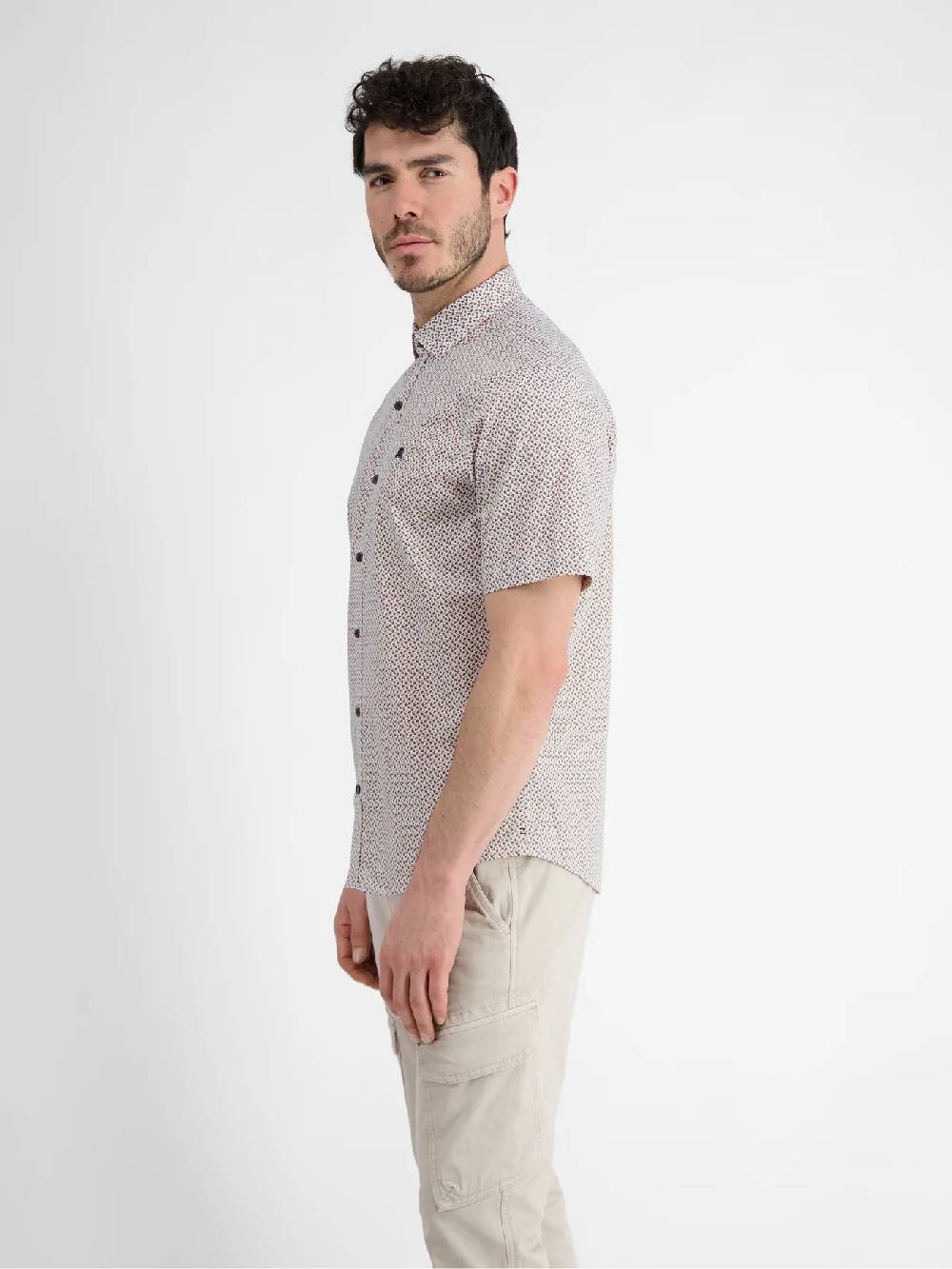 Lerros 2432303 SHIRT MET HALVE MOUW EN GEOMETRISCHE PRINT (927 MELLOW PEACH)