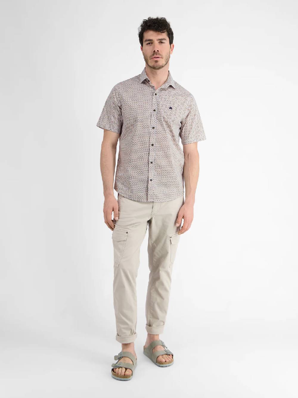 Lerros 2432303 SHIRT MET HALVE MOUW EN GEOMETRISCHE PRINT (927 MELLOW PEACH)