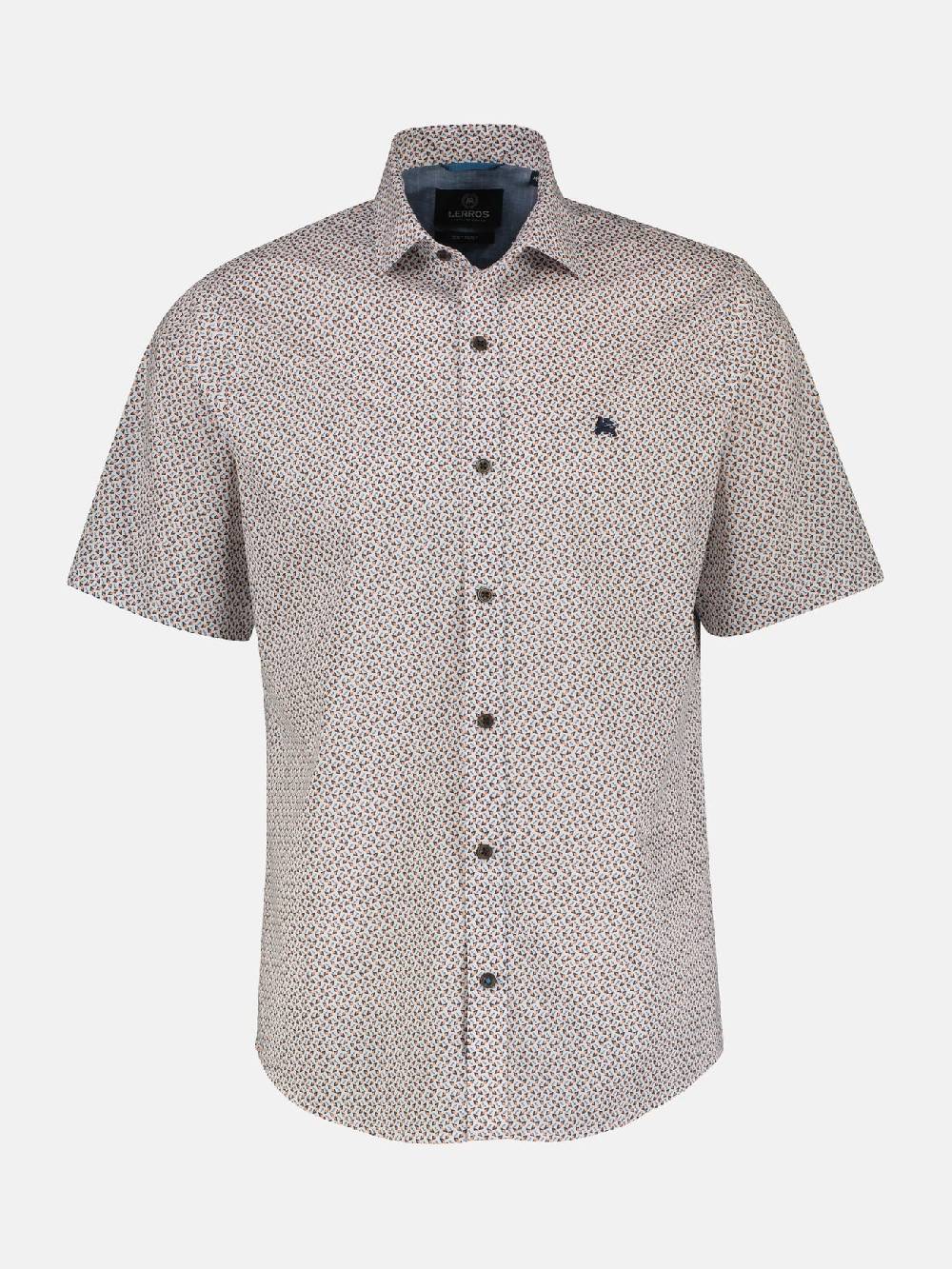 Lerros 2432303 SHIRT MET HALVE MOUW EN GEOMETRISCHE PRINT (927 MELLOW PEACH)