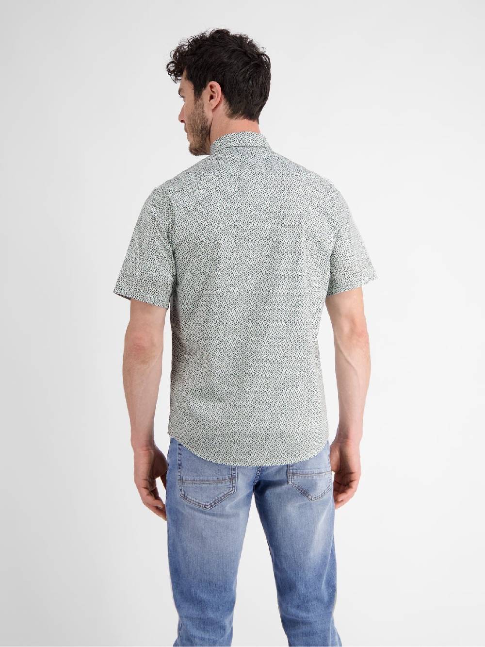 Lerros 2432303 SHIRT MET HALVE MOUW EN GEOMETRISCHE PRINT (622 COASTAL BLUE)