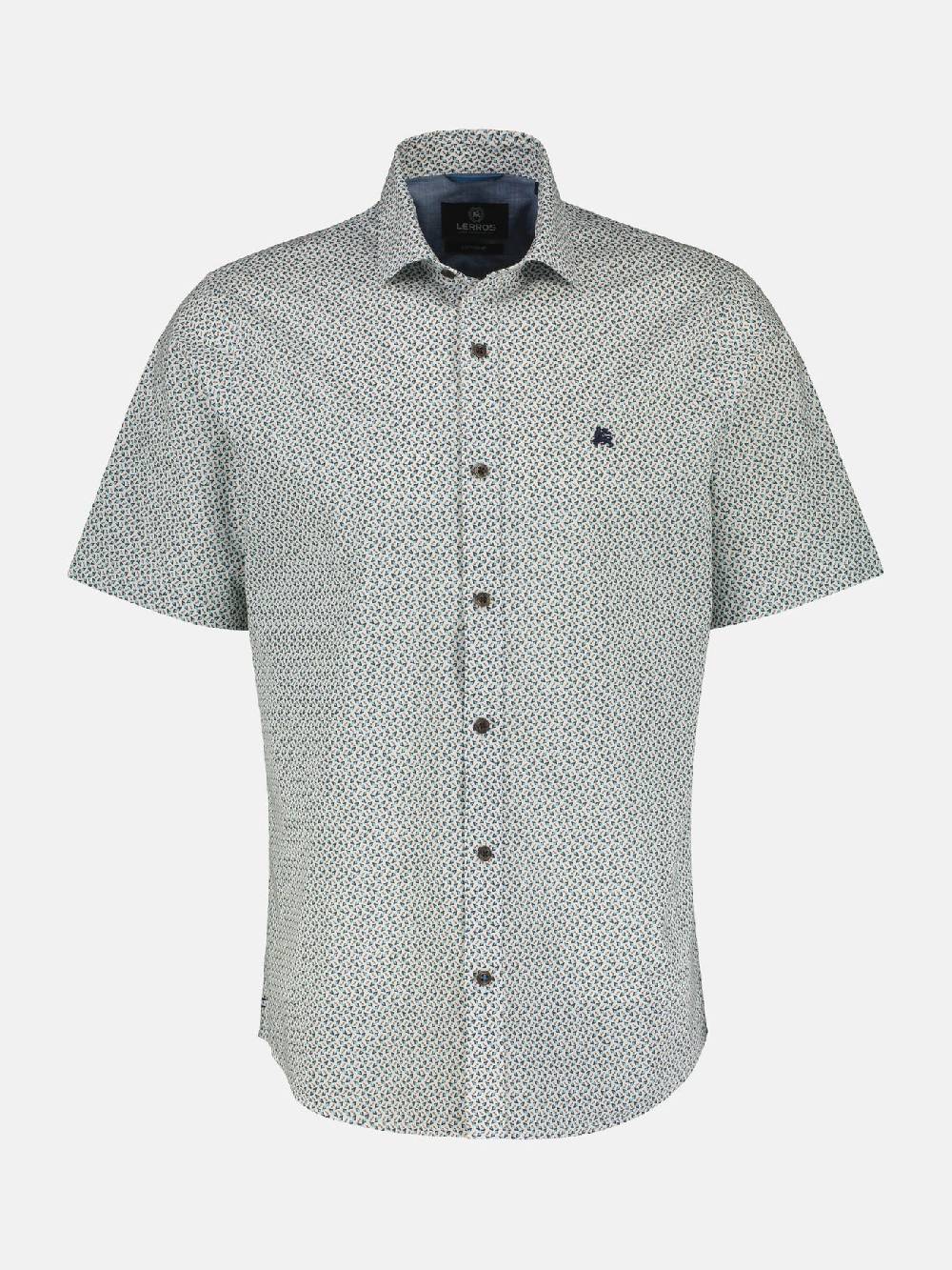 Lerros 2432303 SHIRT MET HALVE MOUW EN GEOMETRISCHE PRINT (622 COASTAL BLUE)