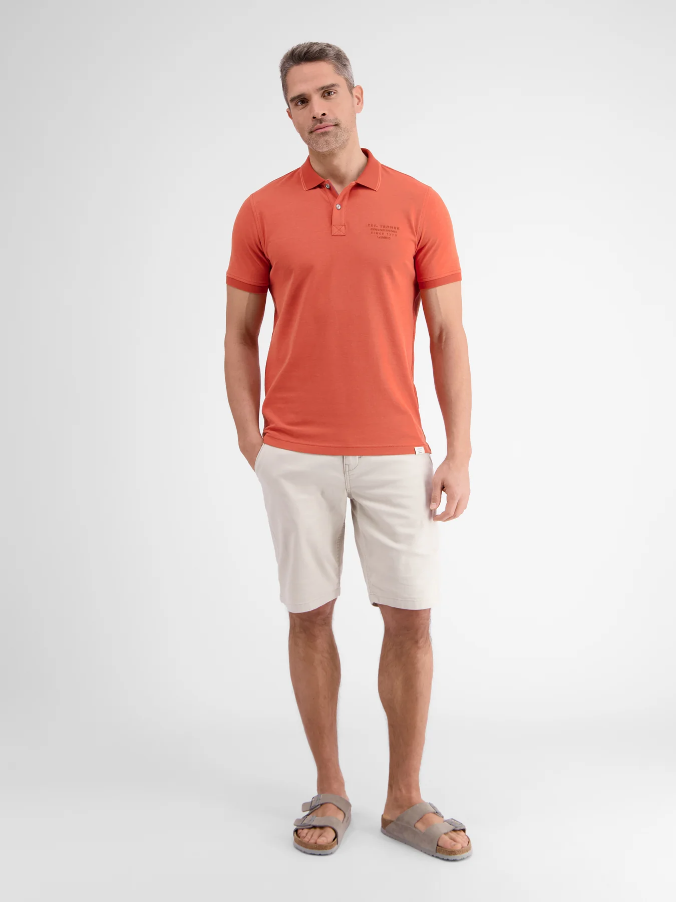 Lerros 2433239 TWEEKLEURIGE POLO (327 DEEP CORAL RED)