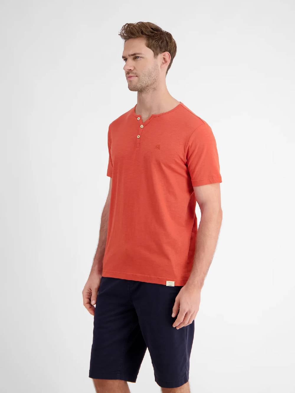Lerros 2433908 BASIS HENLEY-SHIRT (327 DEEP CORAL RED)