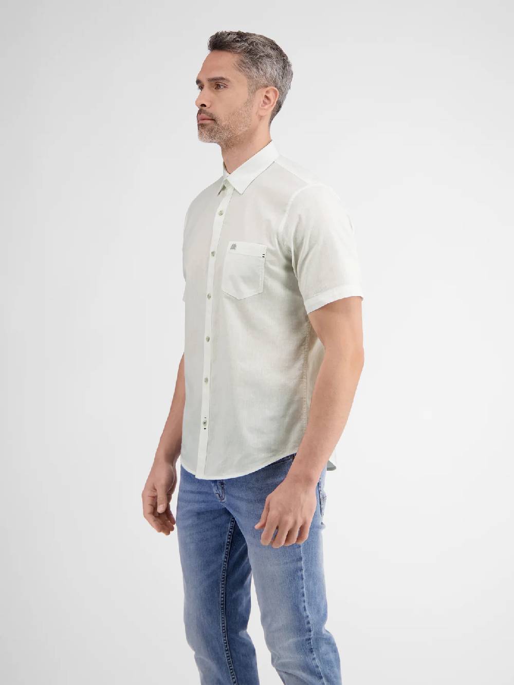 Lerros 2442010 CASUAL KATOENEN LINNEN OVERHEMD (100 WHITE)