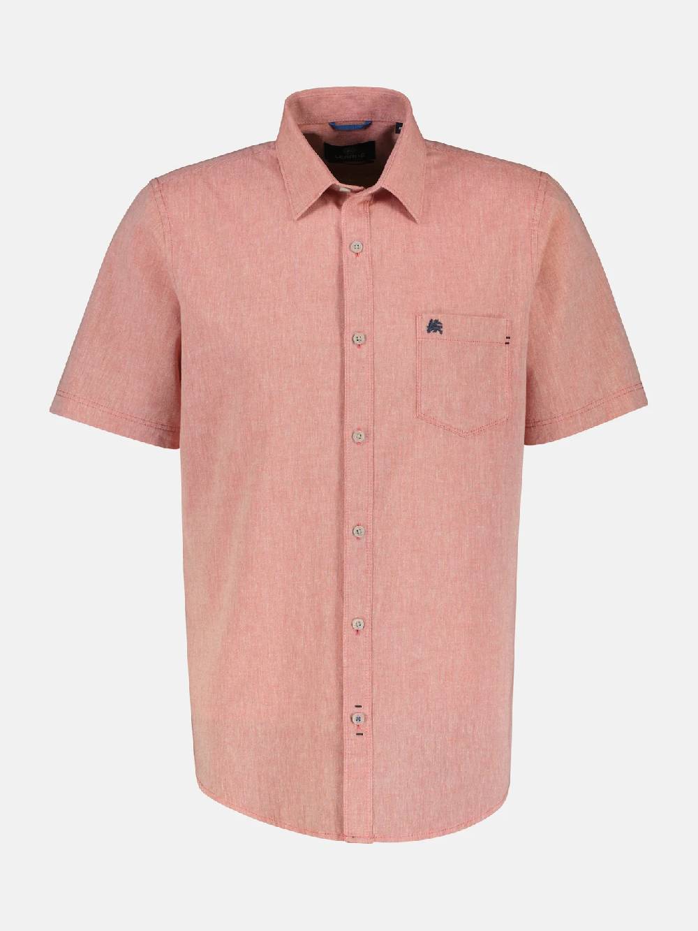 Lerros 2442010 CASUAL KATOENEN LINNEN OVERHEMD (327 DEEP CORAL RED)