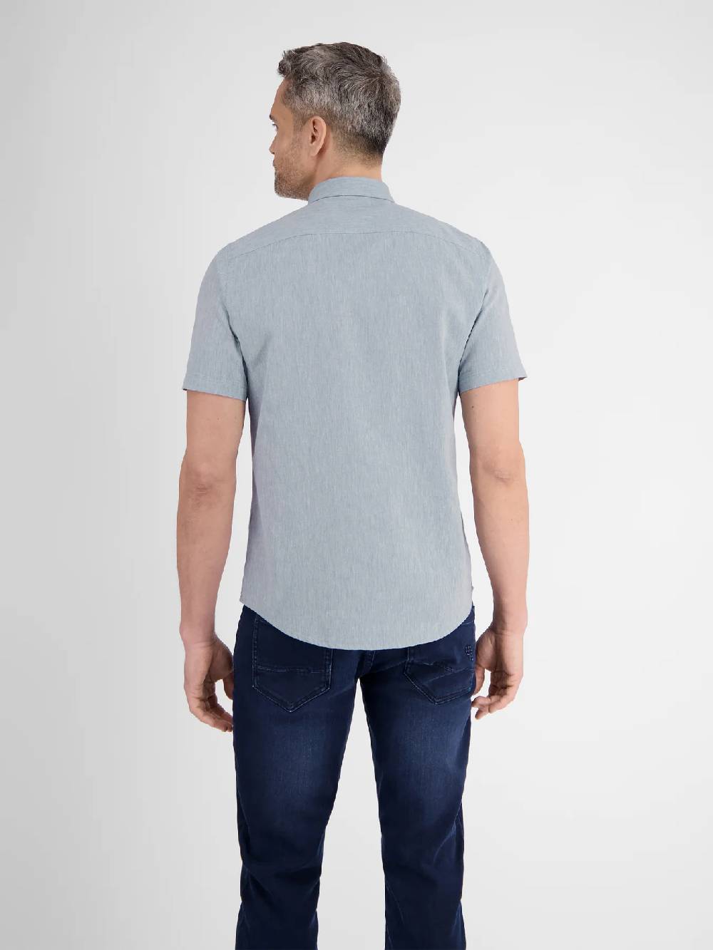 Lerros 2442010 CASUAL KATOENEN LINNEN OVERHEMD (440 MID STORM BLUE)