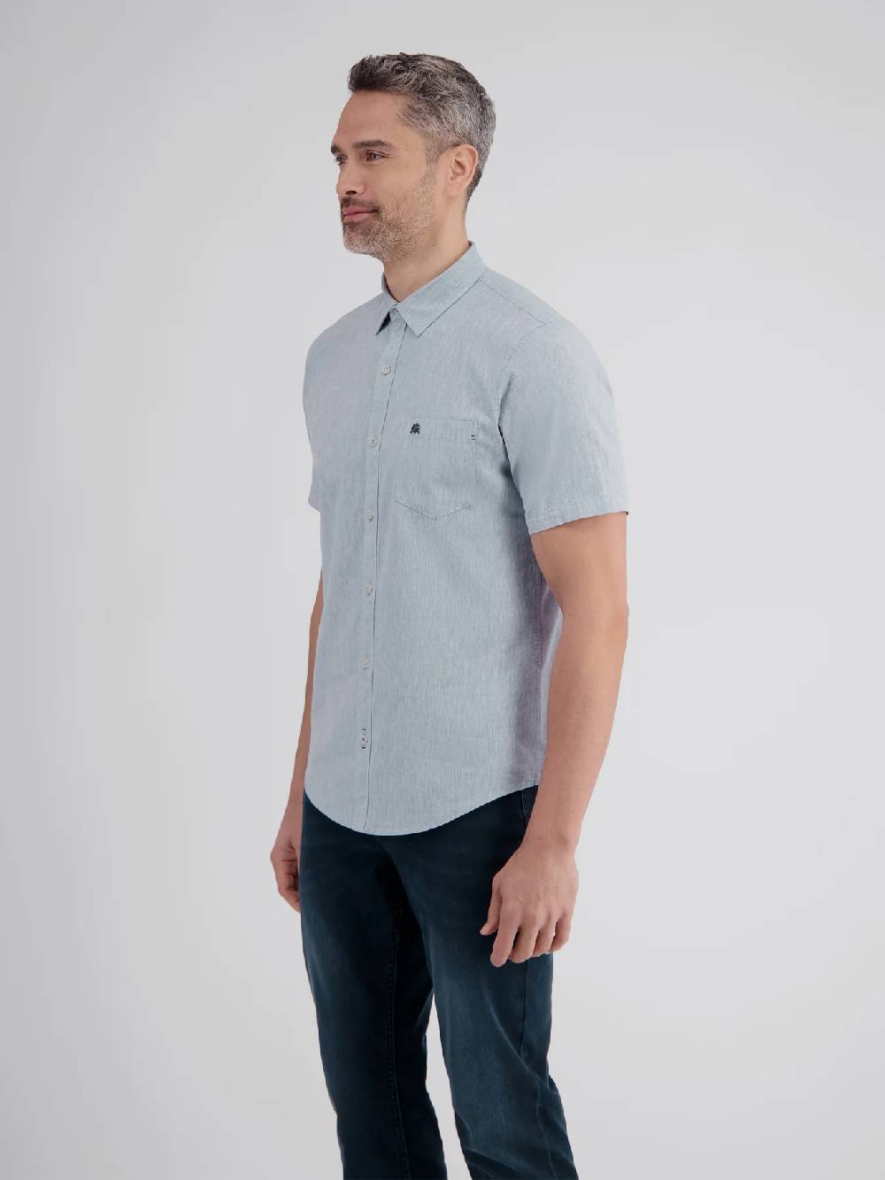 Lerros 2442010 CASUAL KATOENEN LINNEN OVERHEMD (440 MID STORM BLUE)