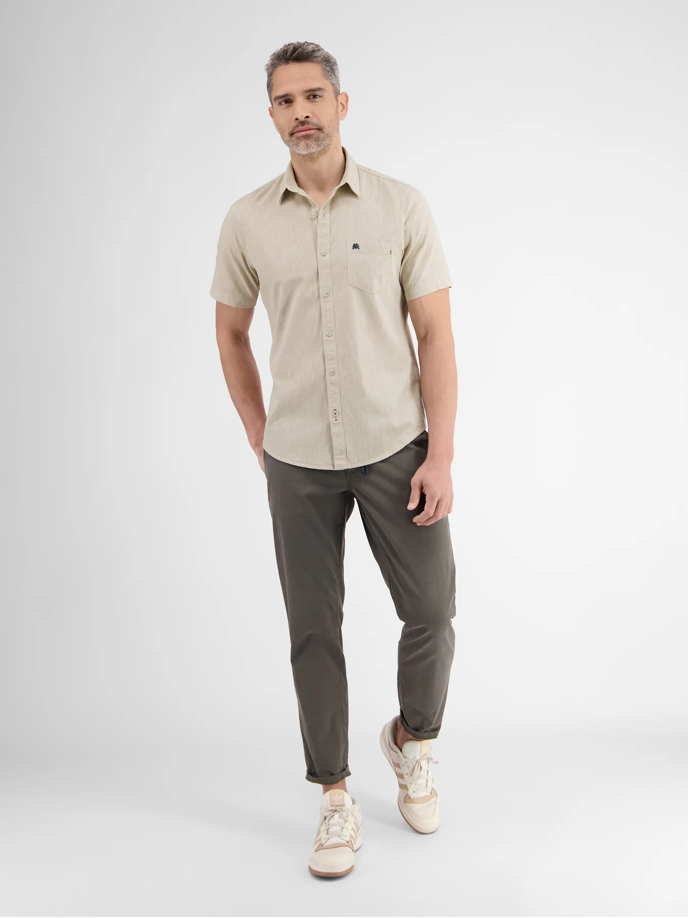 Lerros 2442010 CASUAL KATOENEN LINNEN OVERHEMD (705 LIGHT DUNE BEIGE)