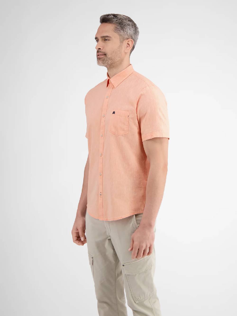 Lerros 2442010 CASUAL KATOENEN LINNEN OVERHEMD (927 MELLOW PEACH)