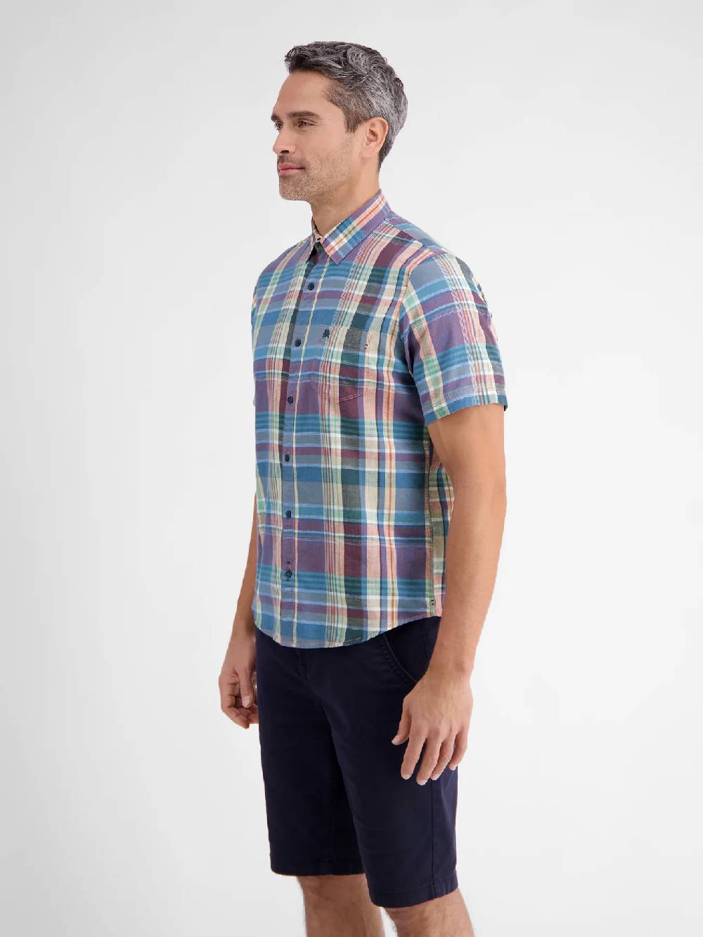 Lerros 2442011 GERUIT OVERHEMD KATOEN-LINNENMIX (327 DEEP CORAL RED)