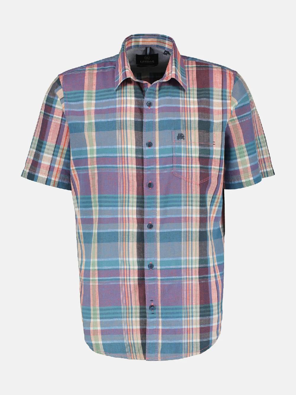 Lerros 2442011 GERUIT OVERHEMD KATOEN-LINNENMIX (327 DEEP CORAL RED)