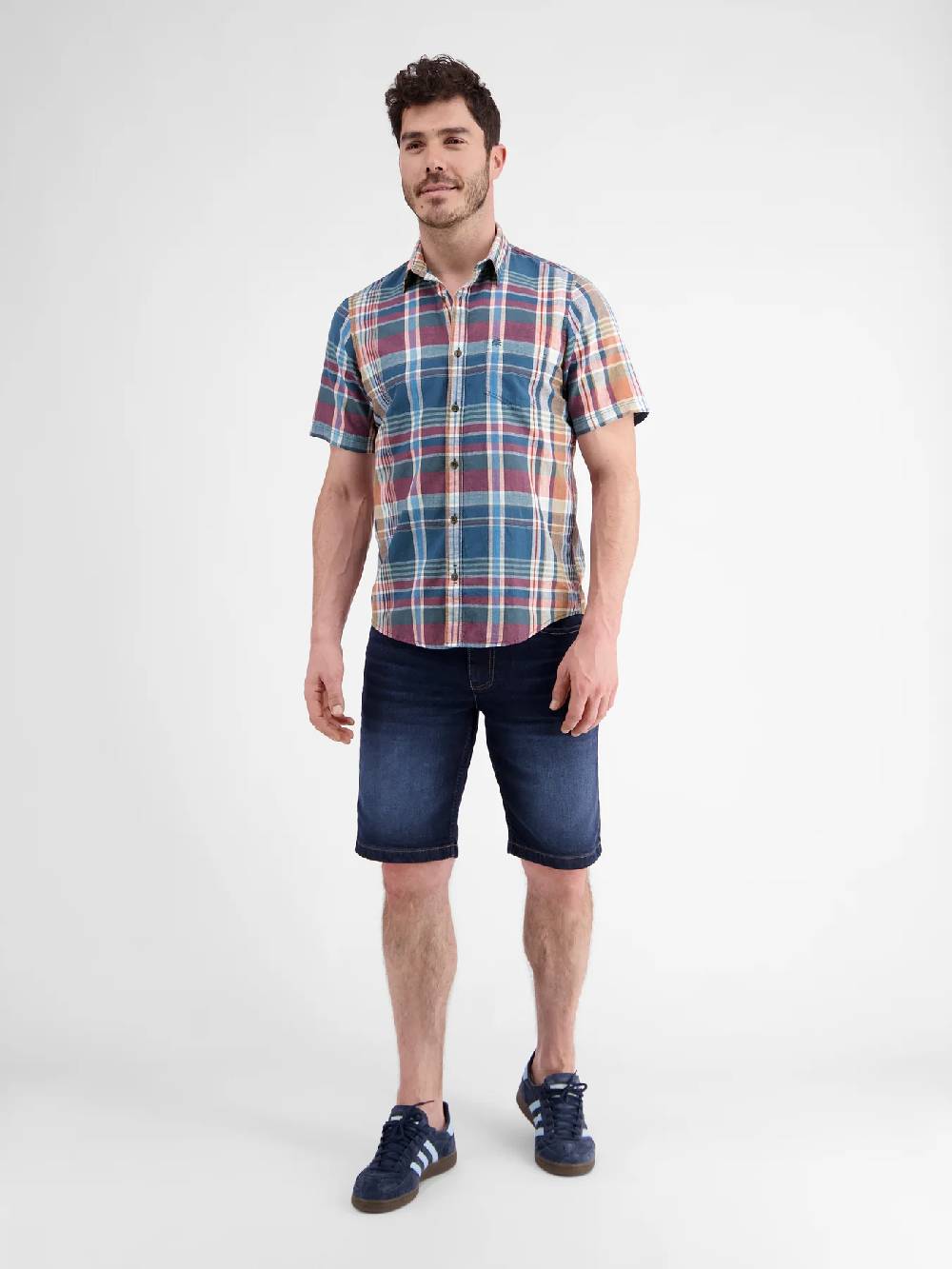 Lerros 2442011 GERUIT OVERHEMD KATOEN-LINNENMIX (448 STORM BLUE)