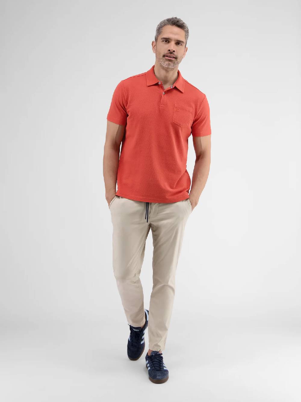 Lerros 2443204 POLOSHIRT IN SPORTIEVE WAFELPIQUÉKWALITEIT (327 DEEP CORAL RED)