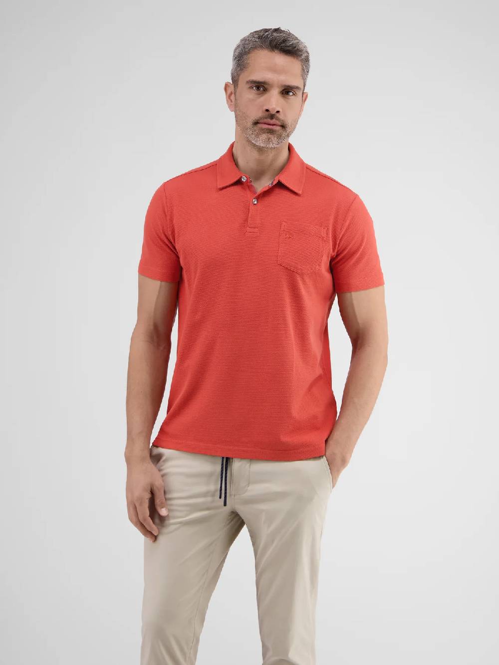 Lerros 2443204 POLOSHIRT IN SPORTIEVE WAFELPIQUÉKWALITEIT (327 DEEP CORAL RED)