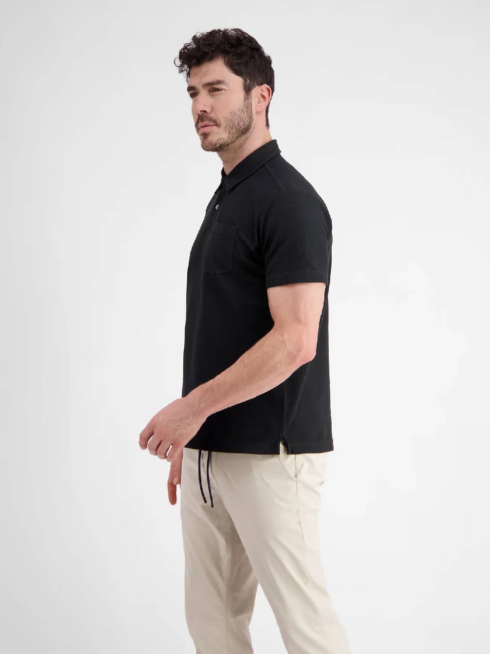 Lerros 2443204 POLOSHIRT IN SPORTIEVE WAFELPIQUÉKWALITEIT (290 BLACK)