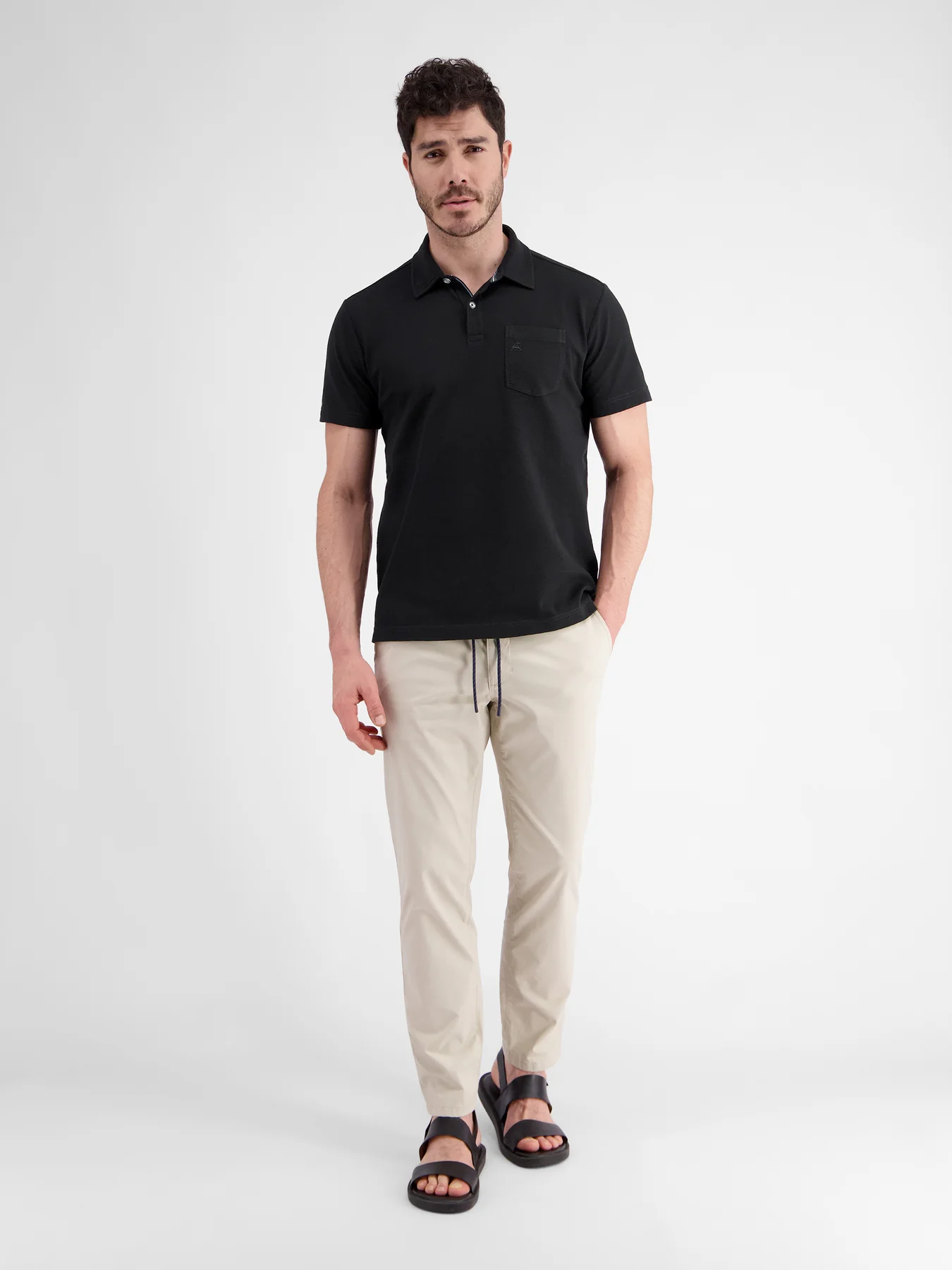 Lerros 2443204 POLOSHIRT IN SPORTIEVE WAFELPIQUÉKWALITEIT (290 BLACK)