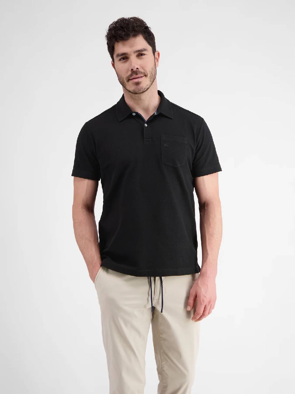 Lerros 2443204 POLOSHIRT IN SPORTIEVE WAFELPIQUÉKWALITEIT (290 BLACK)