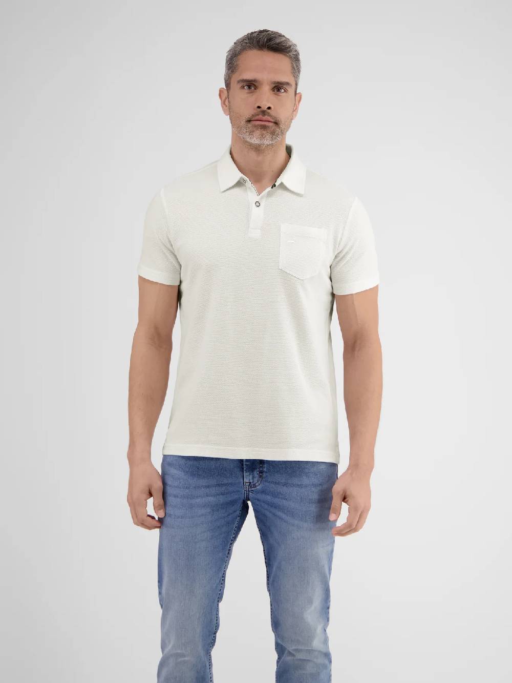 Lerros 2443204 POLOSHIRT IN SPORTIEVE WAFELPIQUÉKWALITEIT (103 BROKEN WHITE)
