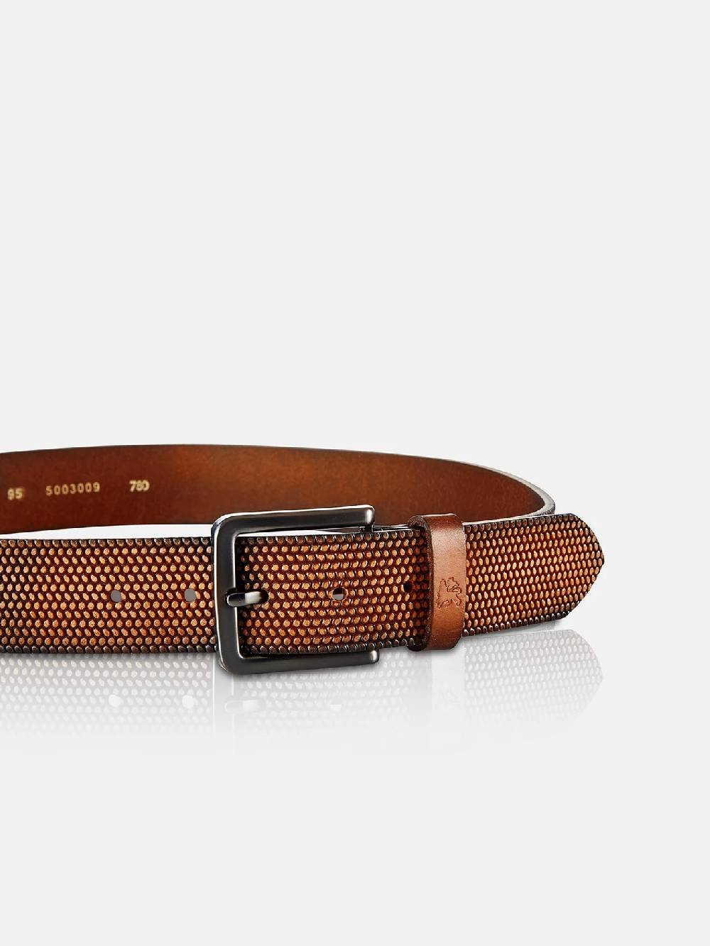 Lerros 5003009 RIEM *LEWIS* VAN BUFFELLEER MET RELIËF (740 COGNAC)