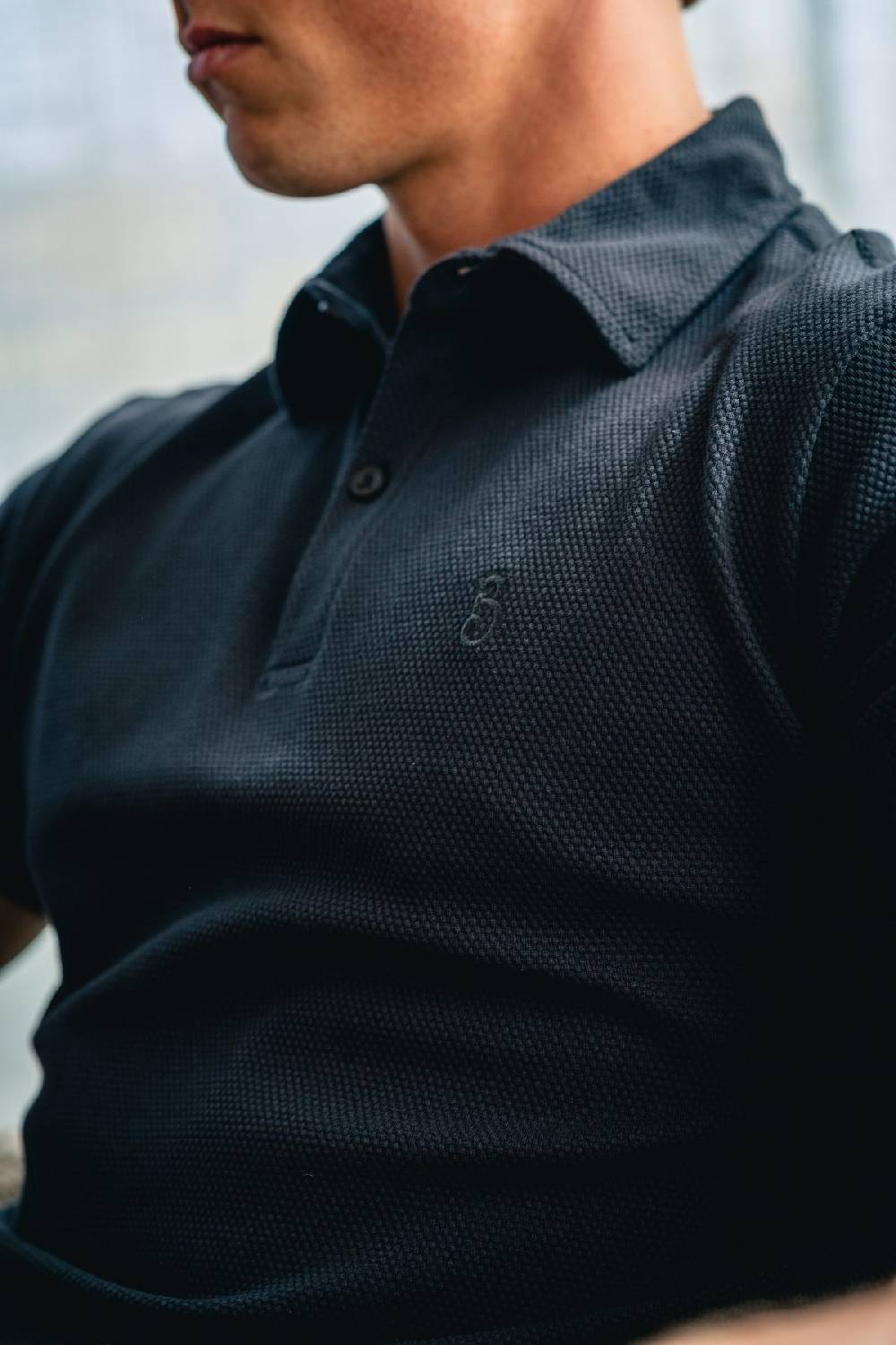 Boogaerts MAX WAFFLE POLO BLACK