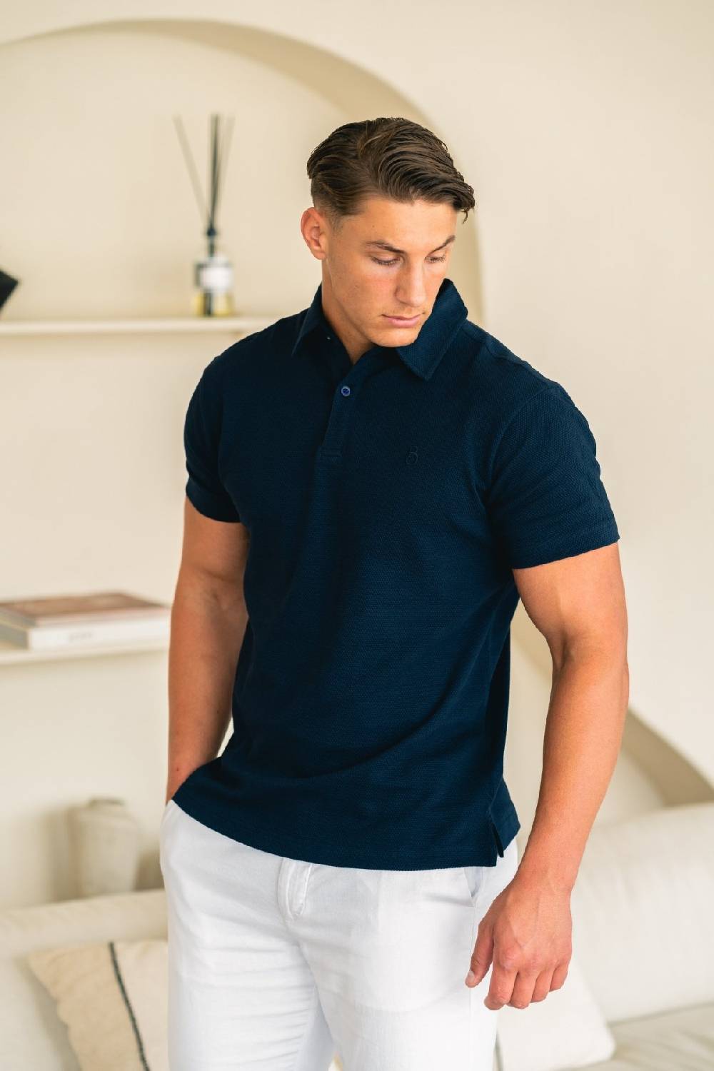 Boogaerts MAX WAFFLE POLO NAVY