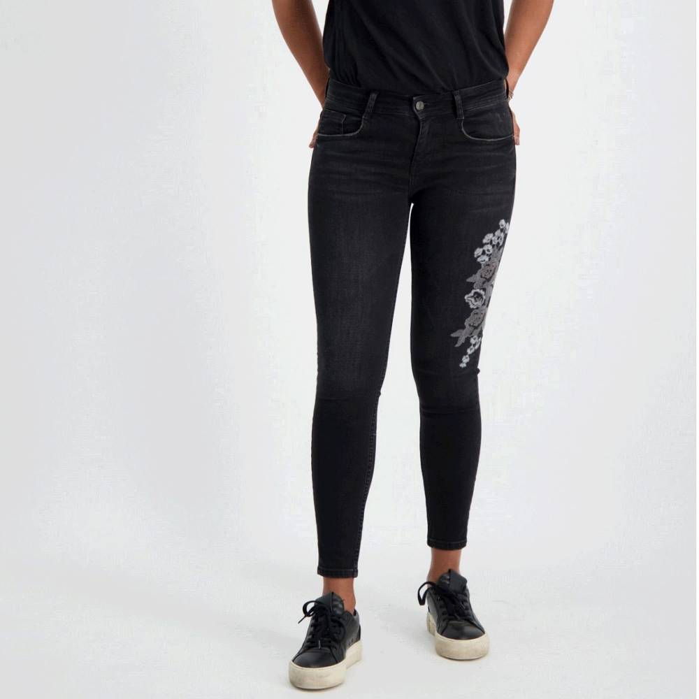 Cars Jeans MAREN Skinny Emb. Black Twill
