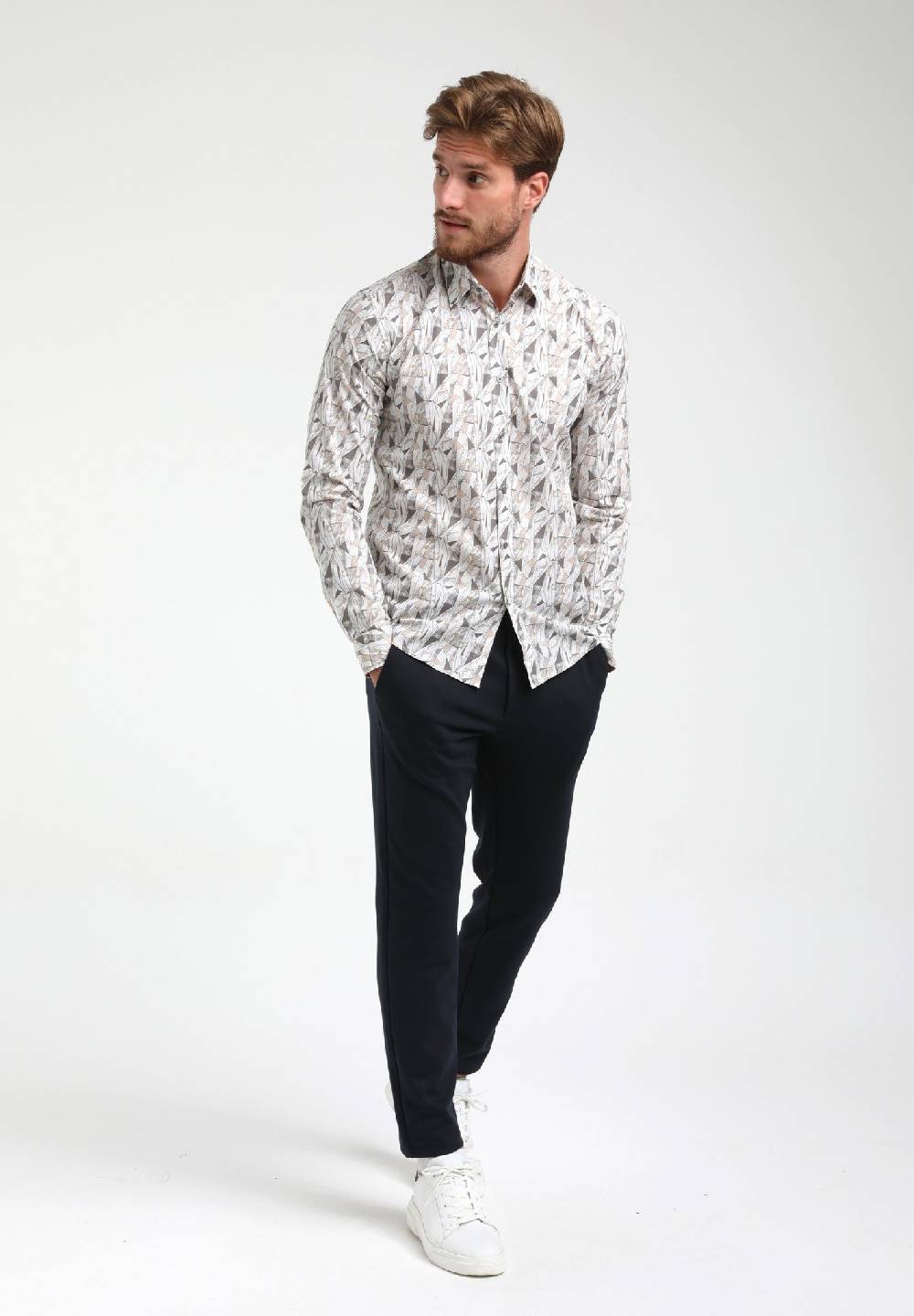 Gabbiano Overhemd Print 333522 Ecru