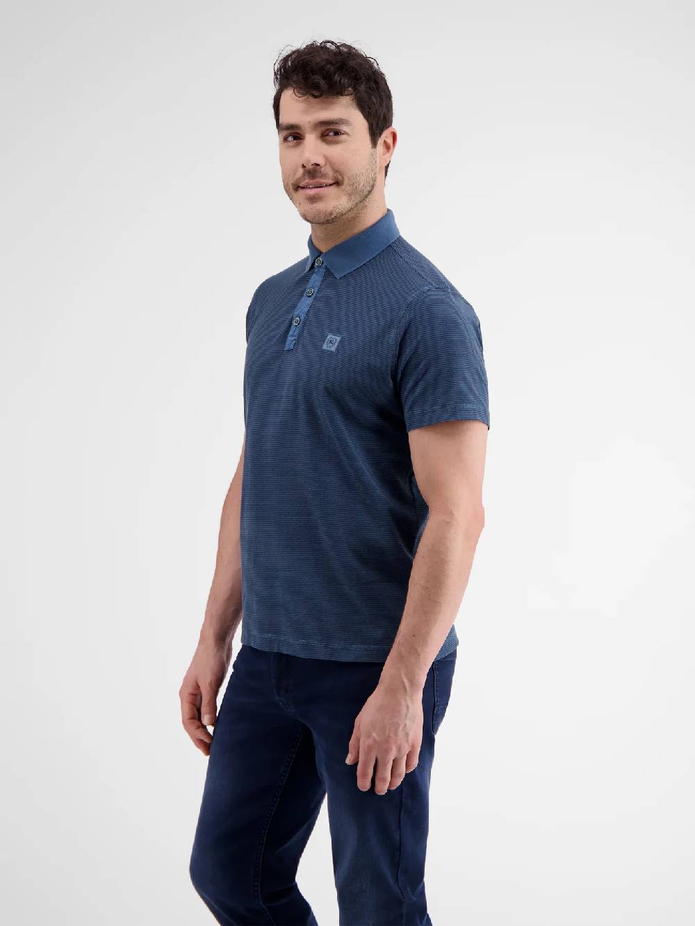 Lerros 2423211 GESTREEPT POLOSHIRT (448 STORM BLUE)