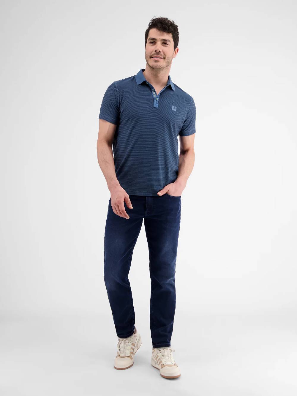 Lerros 2423211 GESTREEPT POLOSHIRT (448 STORM BLUE)