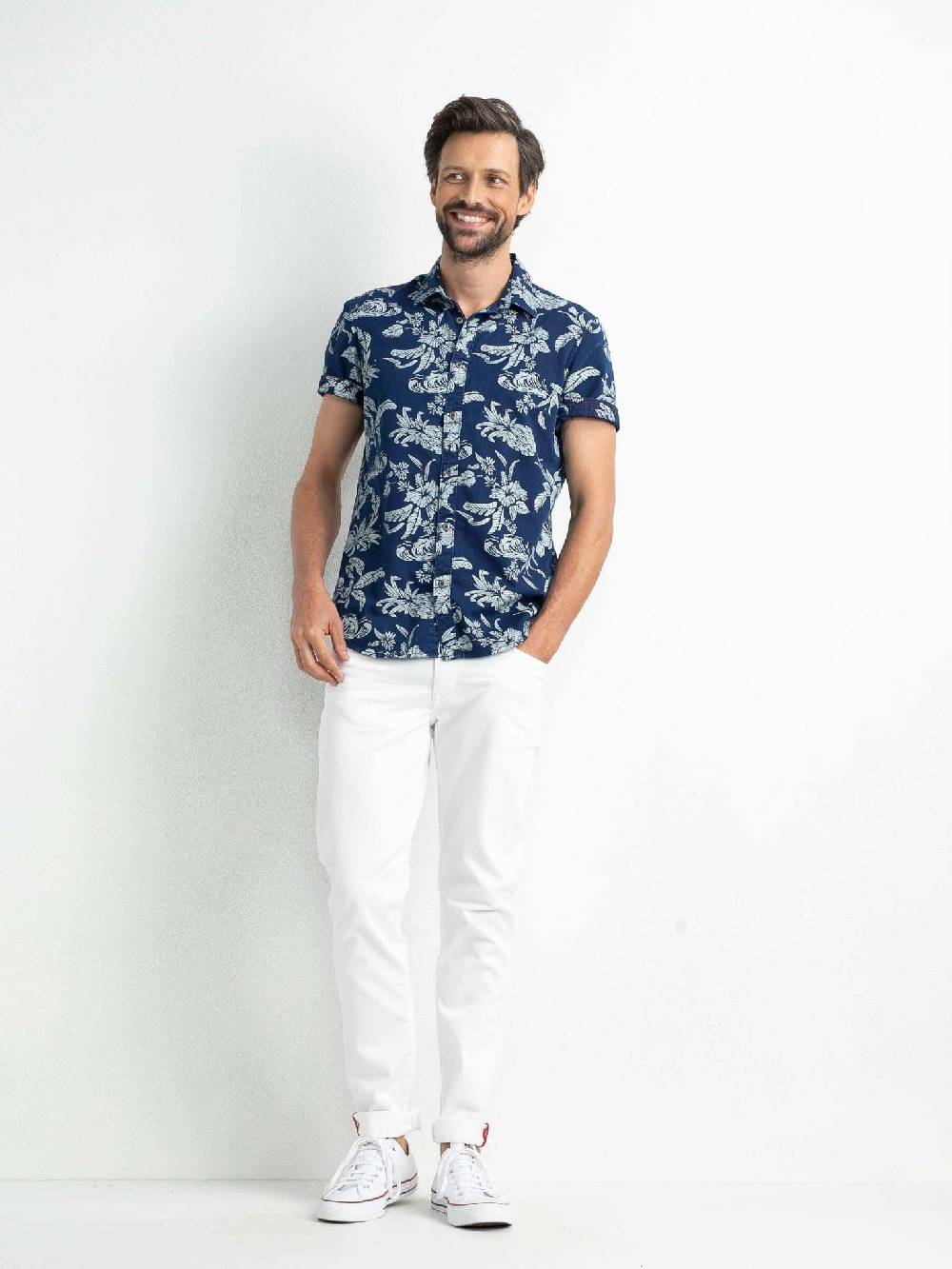 Petrol M-1020-SIS413 - Men Shirt Short Sleeve AOP (5079 Dark Indigo)