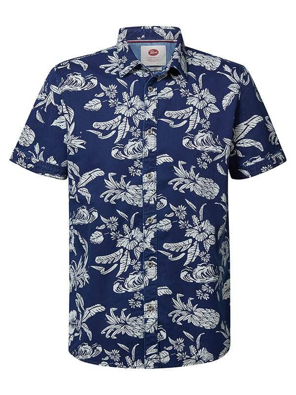 Petrol M-1020-SIS413 - Men Shirt Short Sleeve AOP (5079 Dark Indigo)