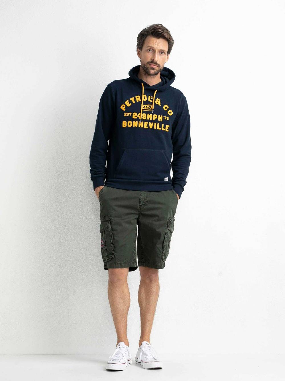 Petrol M-1020-SWH337 - Men Sweater Hooded Print (5152 Midnight Navy )