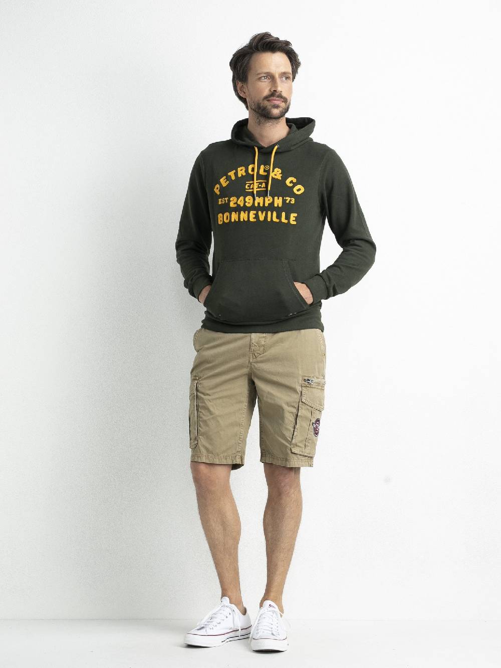 Petrol M-1020-SWH337 - Men Sweater Hooded Print (6143 Forest Night)