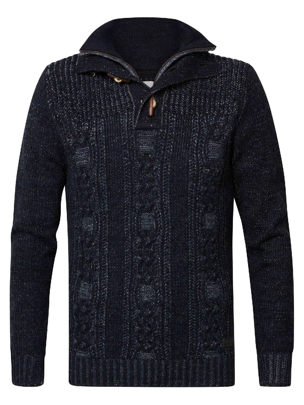 Petrol M-3020-KWC211 - Men Knitwear Collar (5107 Dark Sapphire)