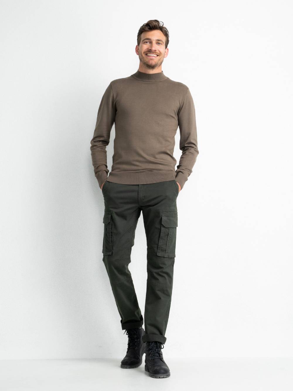 Petrol M-3020-KWC258 - Men Knitwear Collar Basic (7114 Dark Wood)