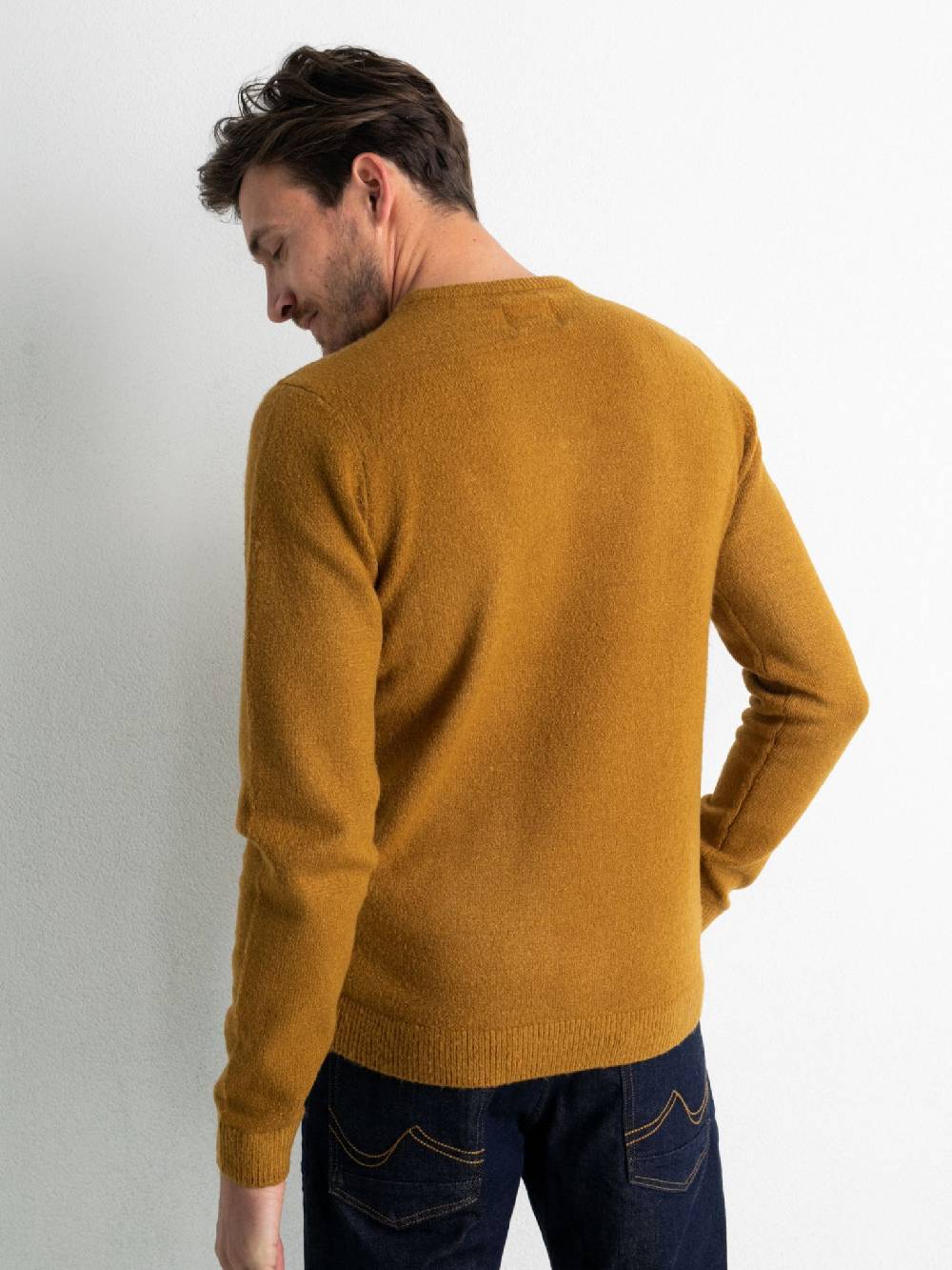 Petrol M-3020-KWR238 - Men Knitwear Round Neck Basic (7121 Dark Gold)