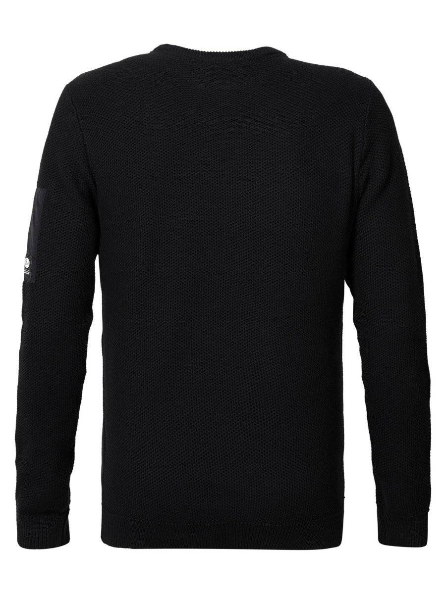 Petrol M-3020-KWR240 - Men Knitwear Round Neck Basic (9999 Black)