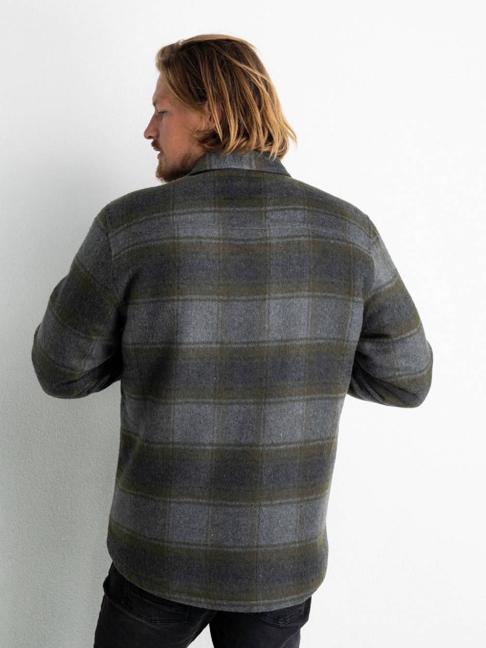 Petrol M-3020-SIL408 - Men Shirt Long Sleeve Check (7116 Desert Palm)