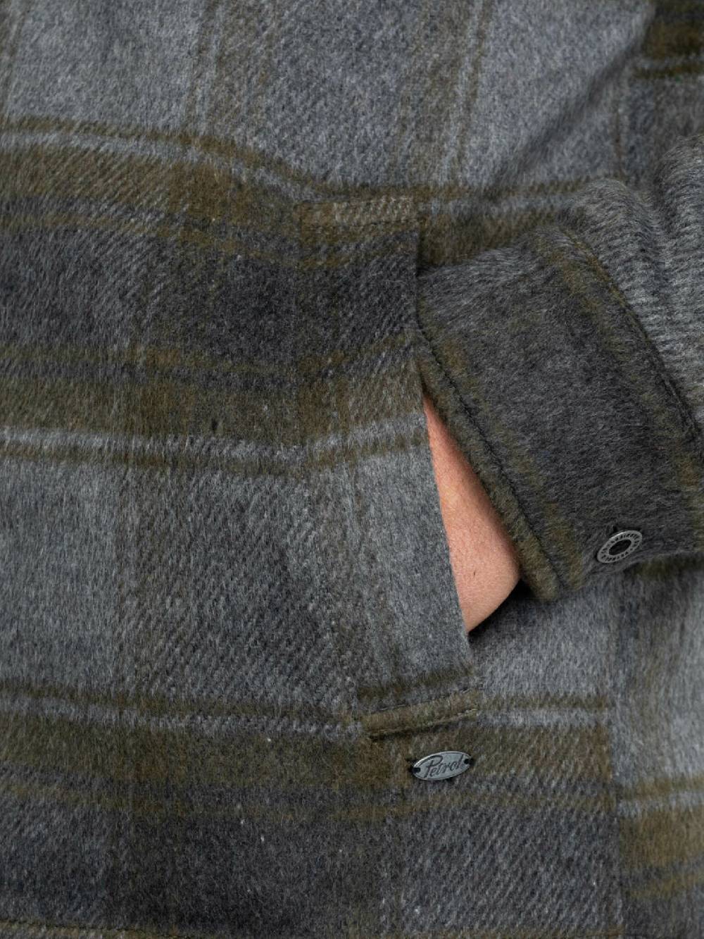 Petrol M-3020-SIL408 - Men Shirt Long Sleeve Check (7116 Desert Palm)