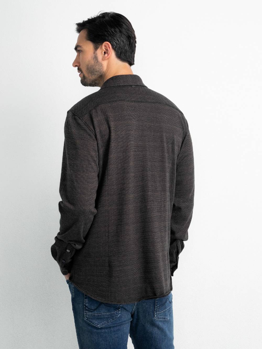 Petrol M-3020-SIL431 - Men Shirt Long Sleeve AOP (7116 Desert Palm)