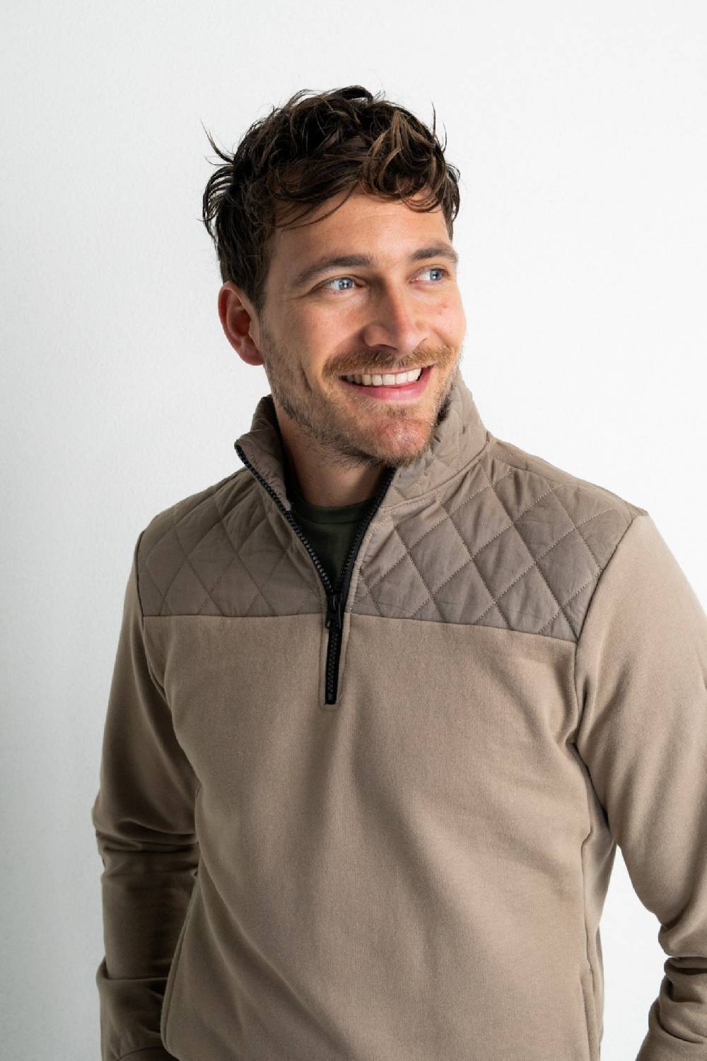 Petrol M-3020-SWC325 - Men Sweater Collar Zip (7113 Wild Dessert)