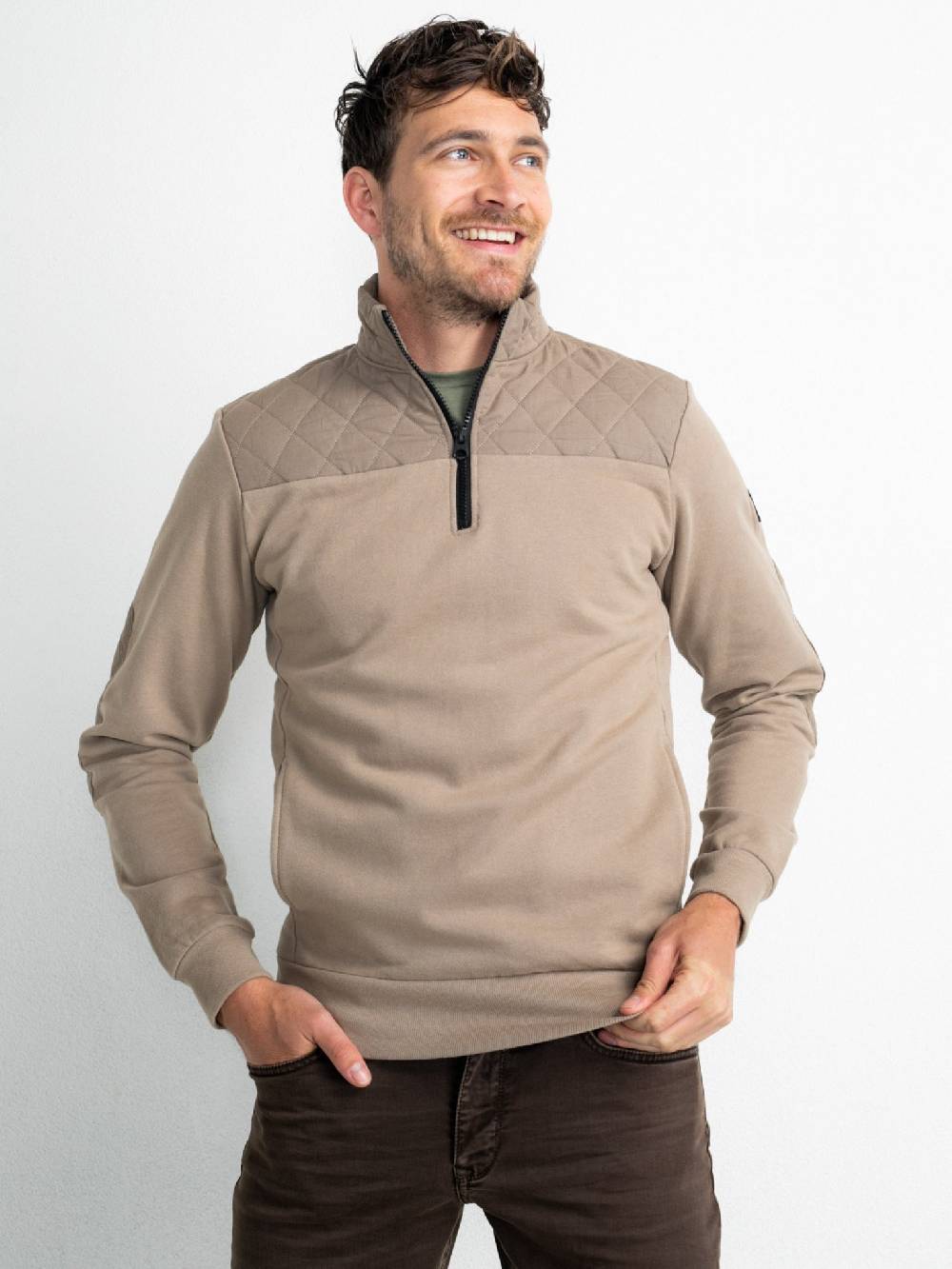 Petrol M-3020-SWC325 - Men Sweater Collar Zip (7113 Wild dessert)