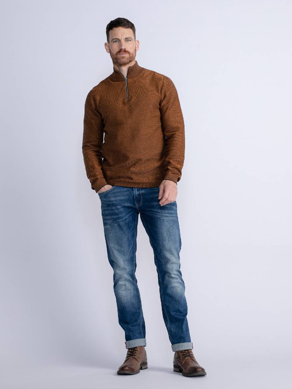 Petrol M-3030-Kwc205 - Men Knitwear Collar (9091 Dark Black)