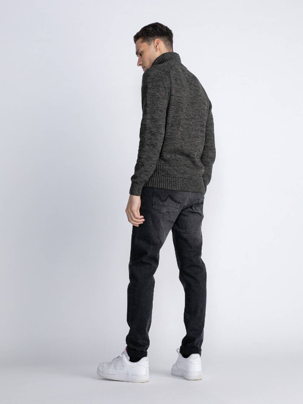 Petrol M-3030-Kwc206 - Men Knitwear Collar (6143 Forest Night)