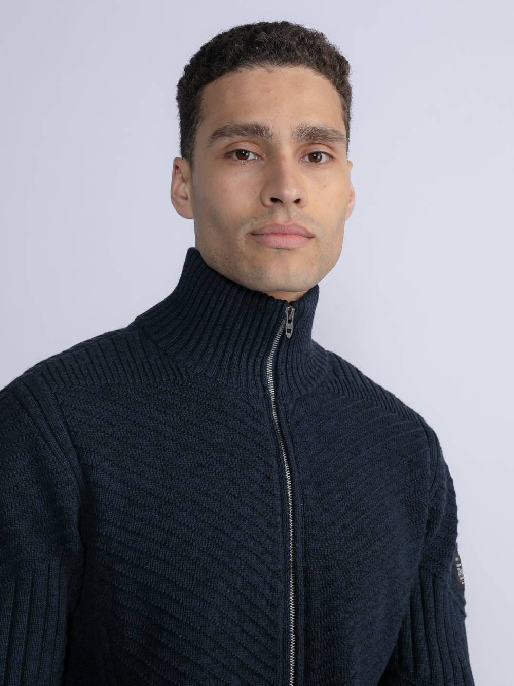 Petrol M-3030-Kwc295 - Men Knitwear Collar Cardigan (5152 Midnight Navy)