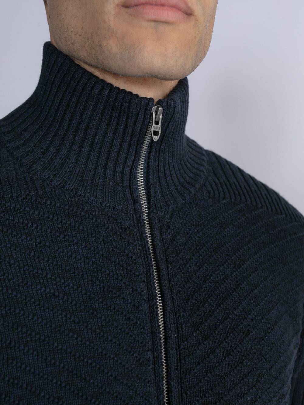 Petrol M-3030-Kwc295 - Men Knitwear Collar Cardigan (5152 Midnight Navy)