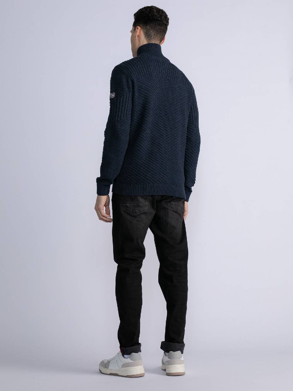 Petrol M-3030-Kwc295 - Men Knitwear Collar Cardigan (5152 Midnight Navy)