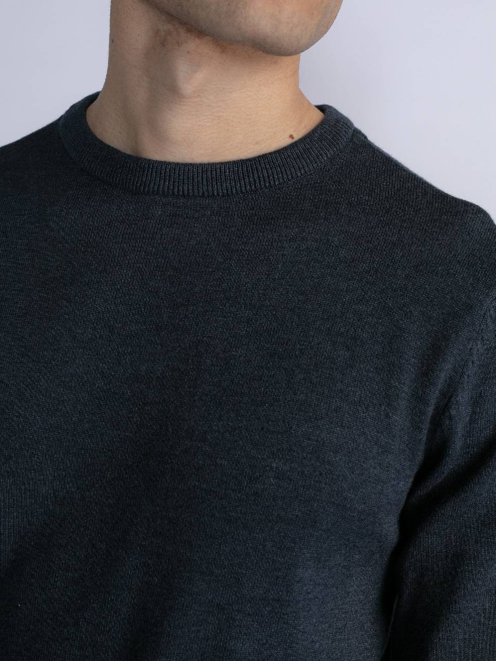 Petrol M-3030-Kwr201 - Men Knitwear Round Neck Basic (5152 Midnight Navy)