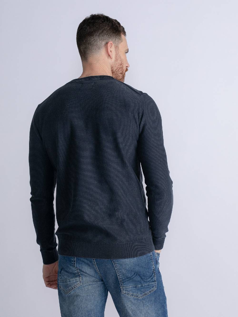 Petrol M-3030-Kwr233 - Men Knitwear Round Neck Basic (5152 Midnight Navy)